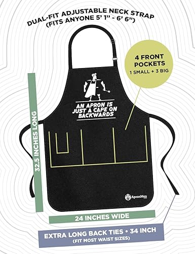 Miniatura 6 de An Apron is Just A Cape Funny Apron  BBQ Gifts for Men  One Size Fit & Pockets BBQ Apron  Mens Aprons for Grilling