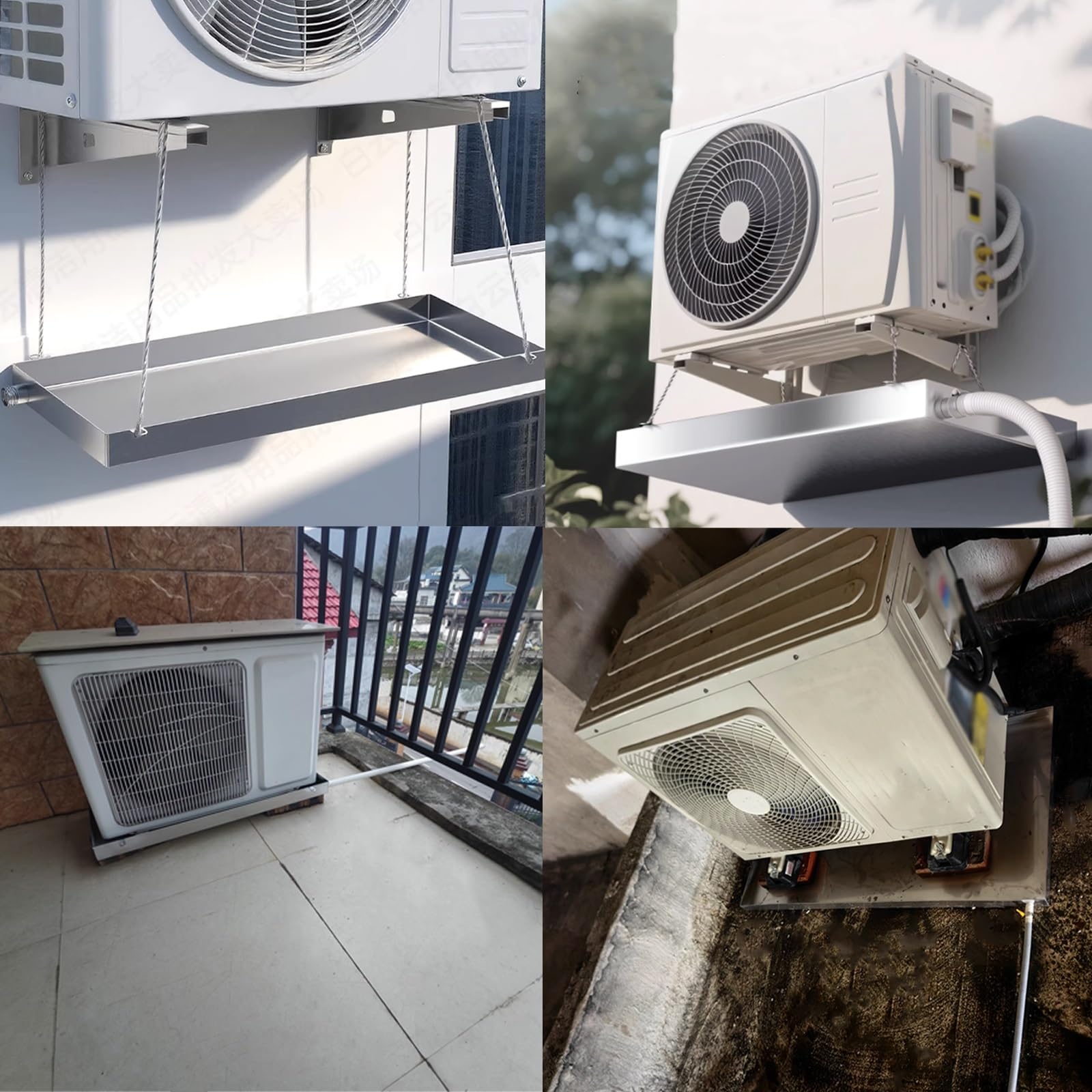 Osuszacz powietrza z rurką odpływową – szczelna metalowa patelnia ociekowa HVAC z wysoką krawędzią 4 cm do klimatyzatora i wyłapywania wody