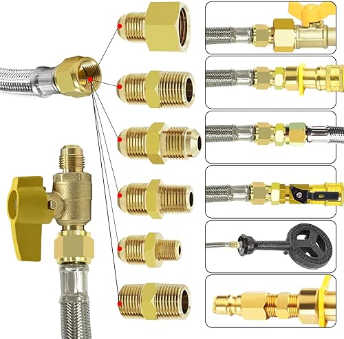 Miniatura 5 de Extensión de manguera de propano trenzada de alta presión de 12 pies con acoplamiento de conversión de 38 pulgadas a NPT hembra de 12 pulgada, NPT