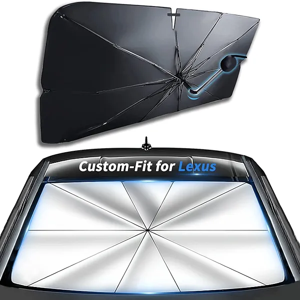 Custom-Fit for Lexus Windshield Sun Shade Umbrella, Car Sunshade Cover UV Block Car Front Window with 360°Rotation Bendable Handle, Designed for Lexus Accessories (for Lexus NX)