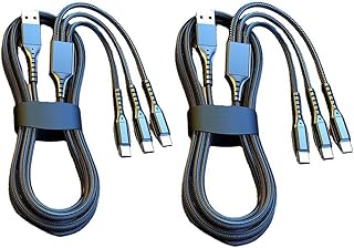 Multi Charging Cable(2Pack 3.5FT), 3 in 1 Charger Cable Nylon Braided Multiple USB Cable Universal Charging Cord with Type-C, Micro USB Port Connectors Compatible with Most Cell Phones Tablets