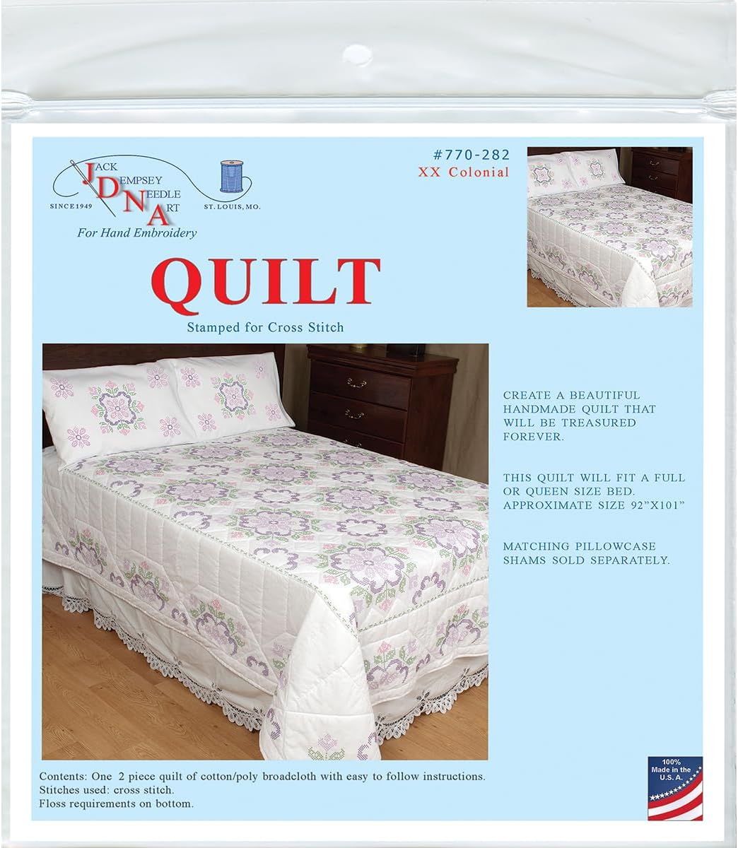 Colonial Floral Medallion Cotton/Poly Quilt Top Kit - Full/Queen