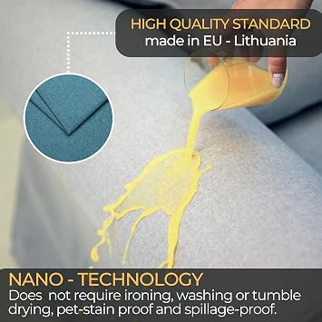 comfortly Cover for Karlstad Footstool, Replacement Slipcover, Heavy Duty 1 pcs Cover, Pets and Stain Proof Durable Nano-Tech Fabric, Easy to Clean & Replace (CSMR Stain Proof - Petrol)