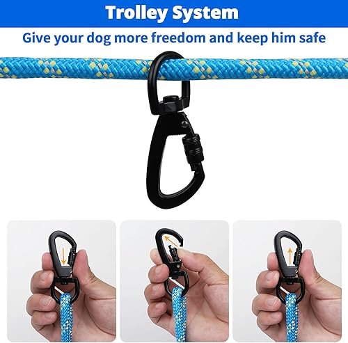 Miniatura 2 de Cable de amarre para perros para acampar  Sistema de carrito reflectante portátil de 50 pies75 pies100 pies para perros de hasta 300 libras  Plomo