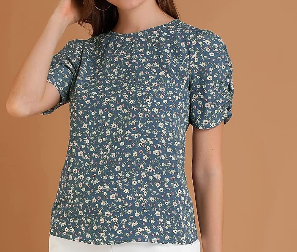 Image of TAGAS Women's Floral Puff Sleeves Western Top