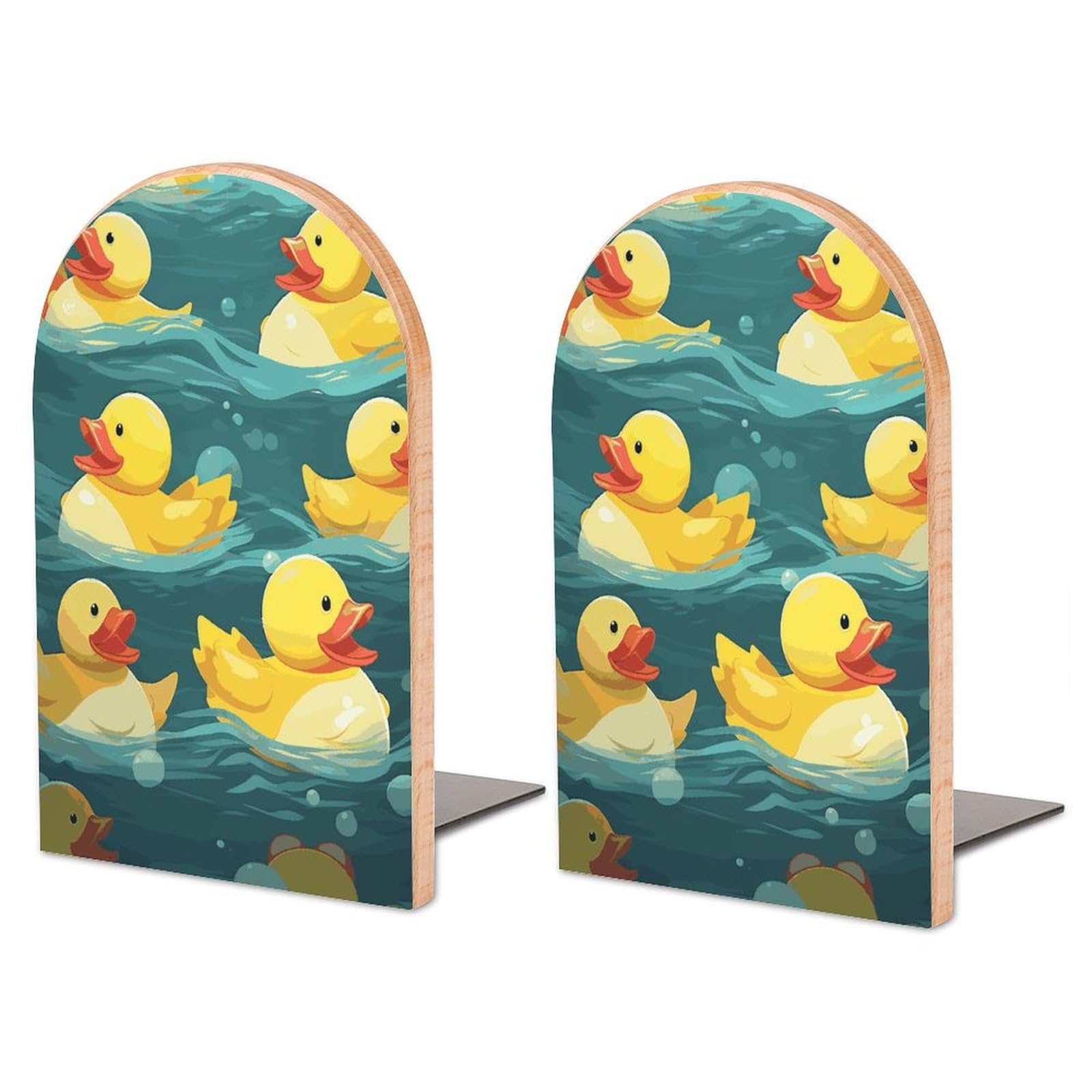Serre-livres canards en bois de hêtre authentique, finition premium pour bibliothèque