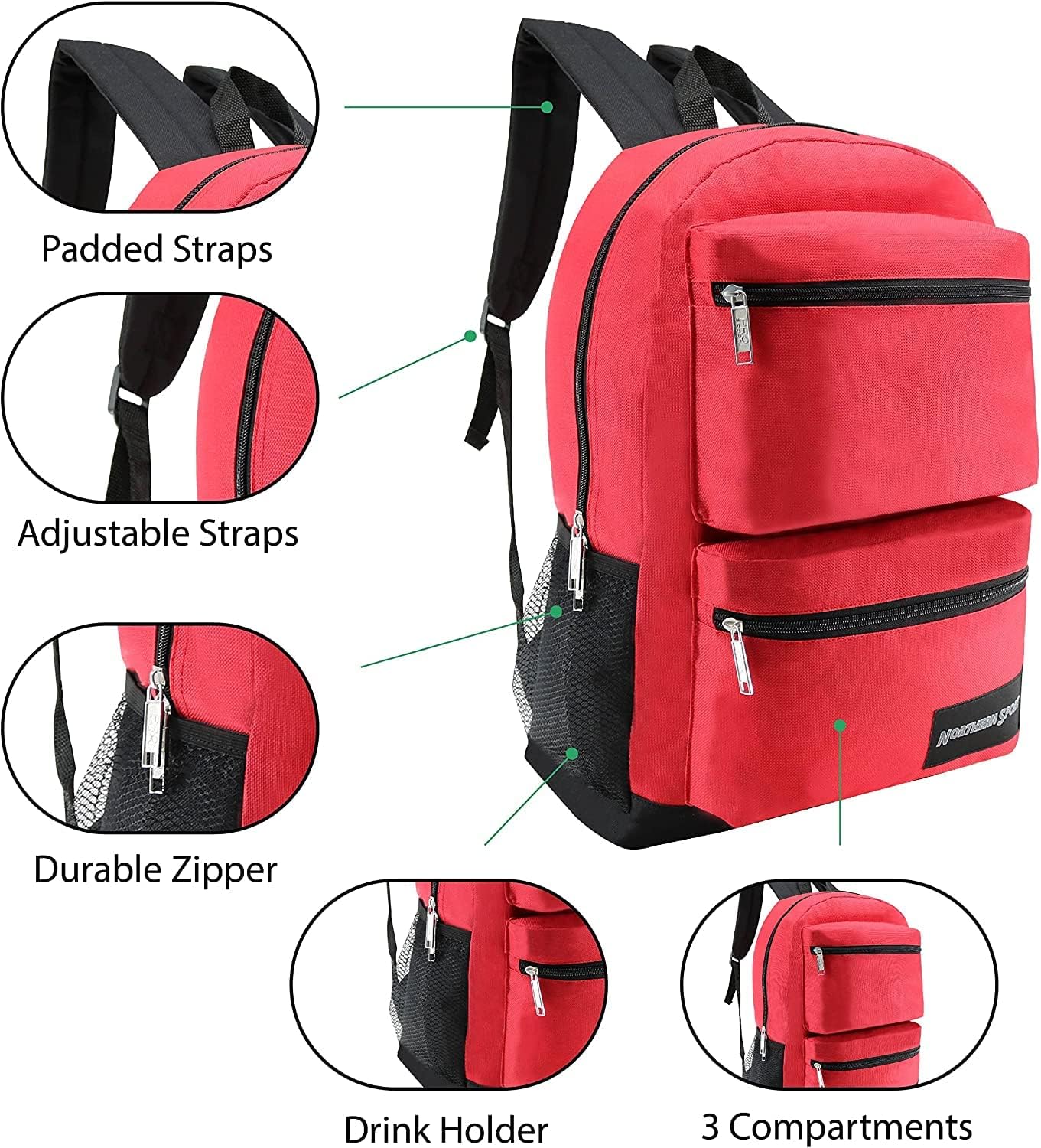 24-Pack 19" Backpacks for Kids - Bookbags in Bulk for Elementary, Middle, and High School Students, 6 Assorted Colors