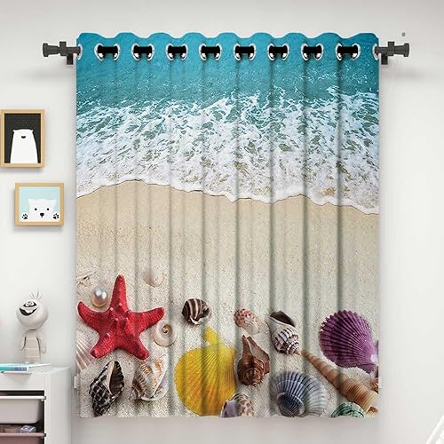 Miniatura 3 de Cortinas para Sala Elegantes Modernas - Separador de cortina de playa para separación de habitación, tela de oscurecimiento de habitación, 72