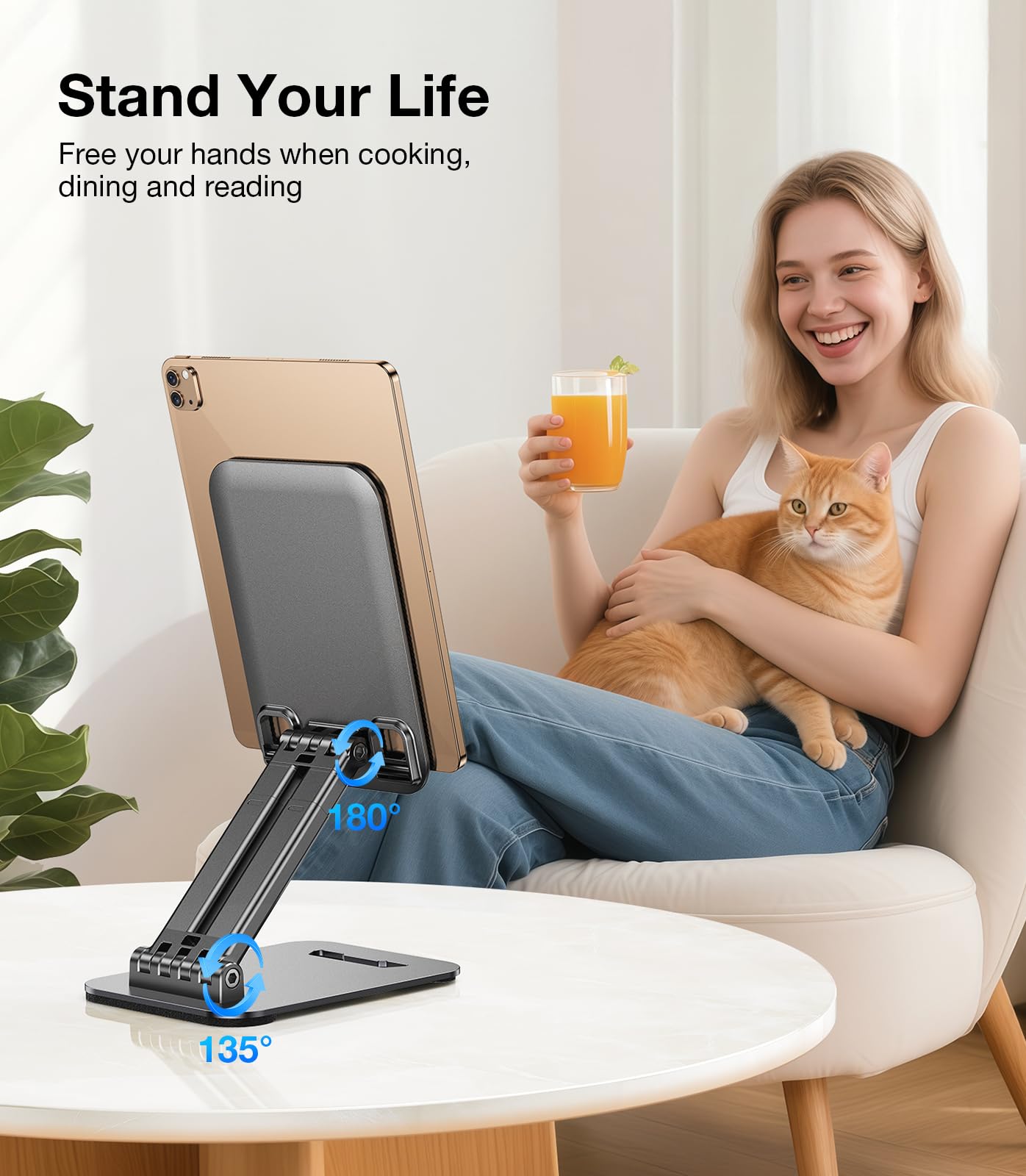 Regolabile Supporto Tablet per Telefono Da Tavolo in Metallo Pieghevole 4-15.9" iPad Samsung iPhone