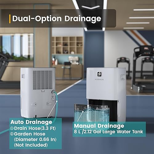 Miniatura 4 de Kesnos El deshumidificador Energy Star de 150 pintas más eficiente con pantalla LCD frontal para el hogar, habitación grande, deshumidificador de
