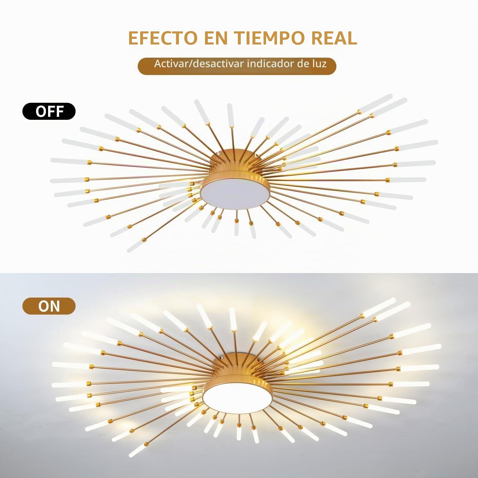 Lampara Techo Led Moderna, 42+1 Cabezales Ceiling Light Regulable,LáMparas Doradas,lampara Techo Habitacion,candeeiro Teto Sala,lamparas De Comedor,3000K-6000K Con Control Remoto