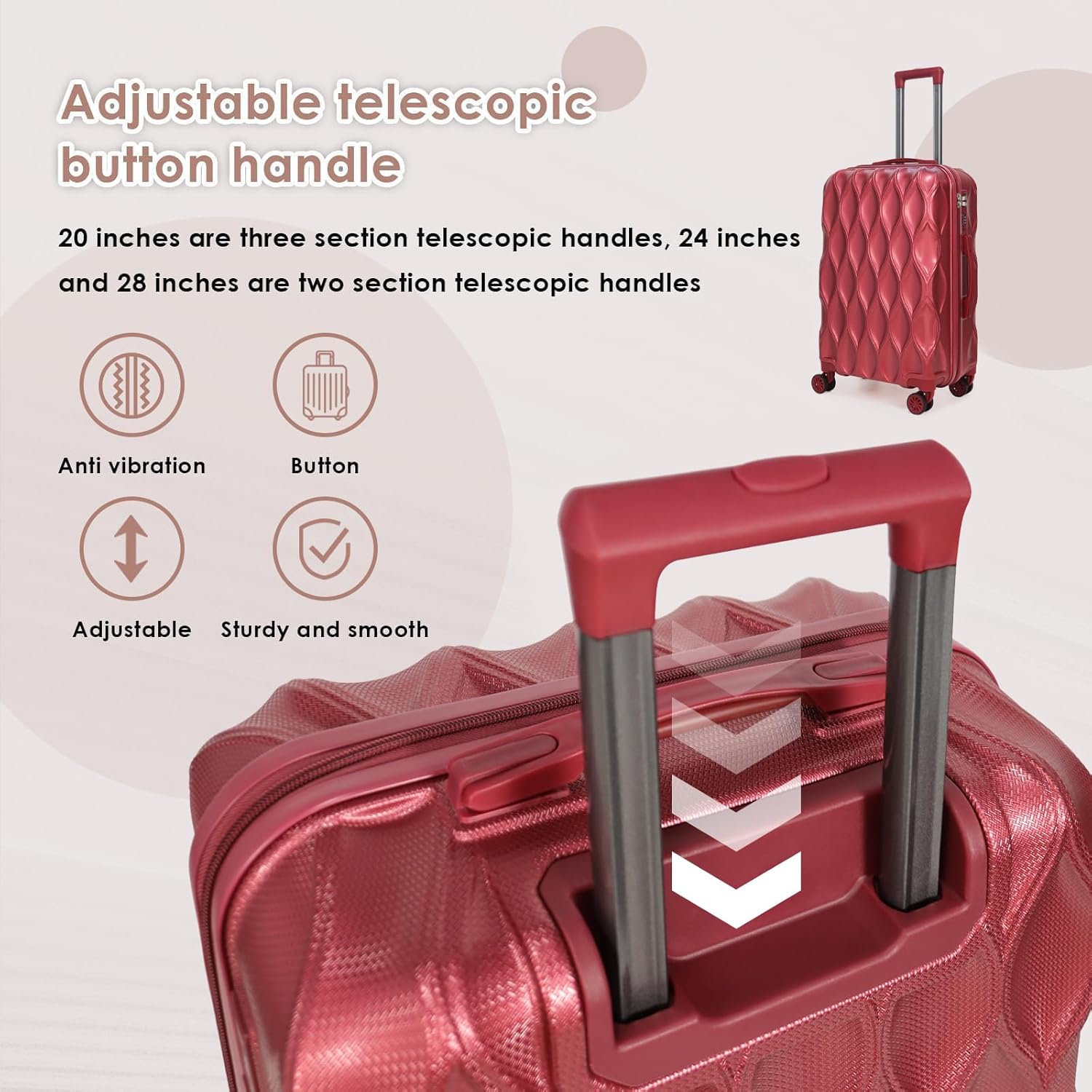 luggage sets 3 piece, 3 piece luggage sets with spinner wheels Hardside Lightweight Luggage 20in 24in 28in. (red)