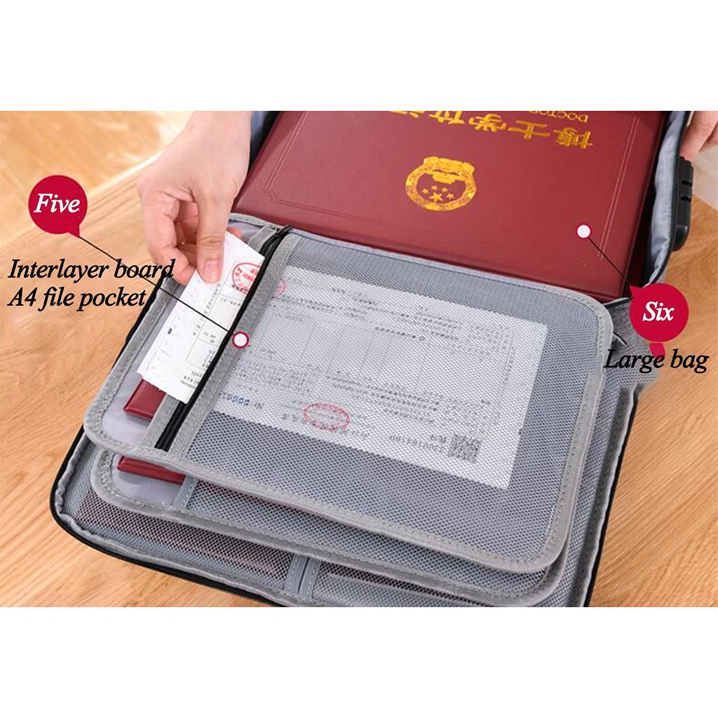 Dokumententasche a4, Aktenhalter, Organizer für wichtige Dokumente, mehrlagiger großer Stauraum und Passwortsperre, Home Office Reisesichere Tasche für wichtige Akten, Reisepass ( Color : Light gray )