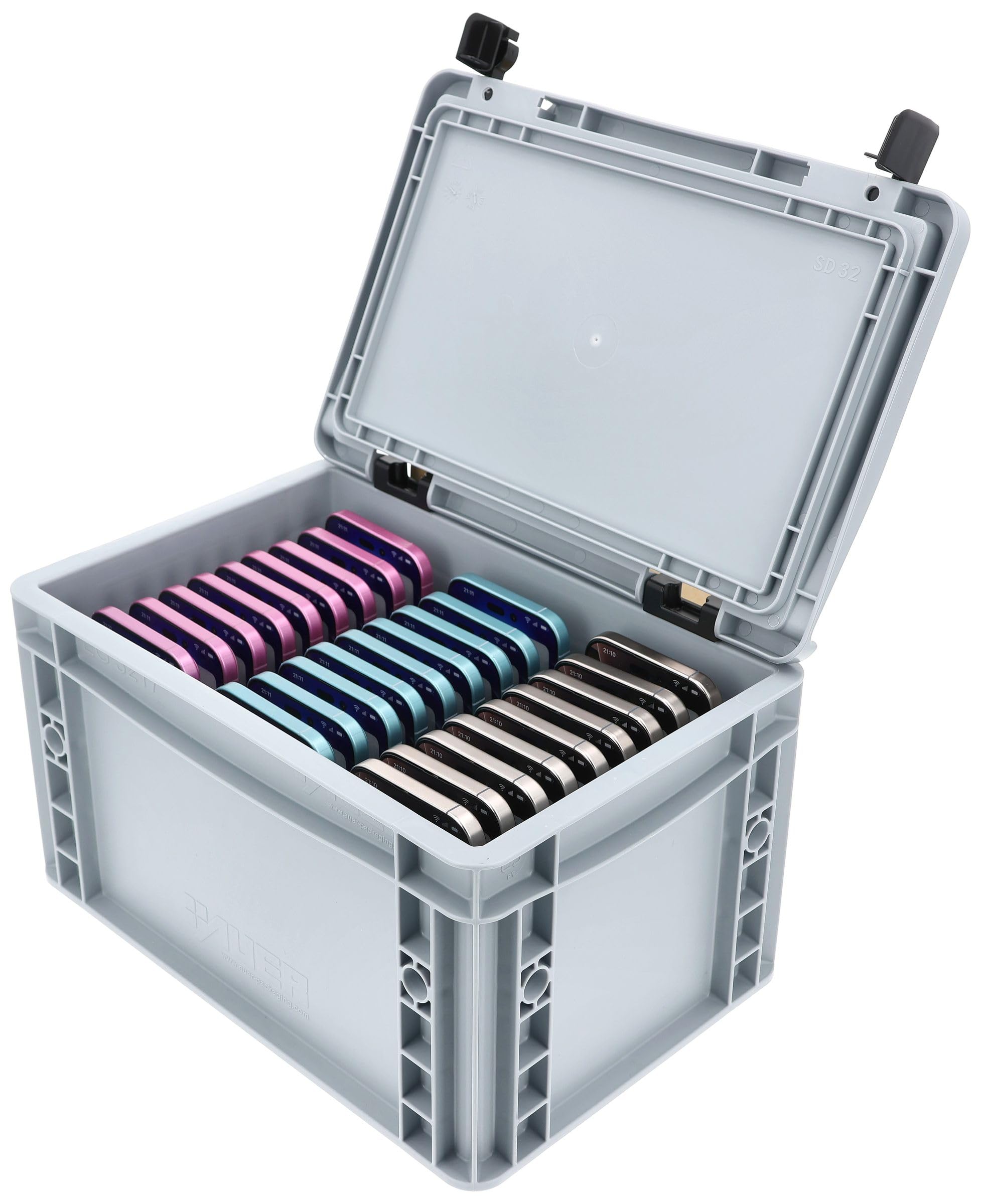 Feldherr A4 Kompakt-Handyoase mit Deckel | Smartphone-Box A4-Grundfläche 19 cm hoch | Handyhotel für 27 Geräte mit Staubschutz | Made in Germany