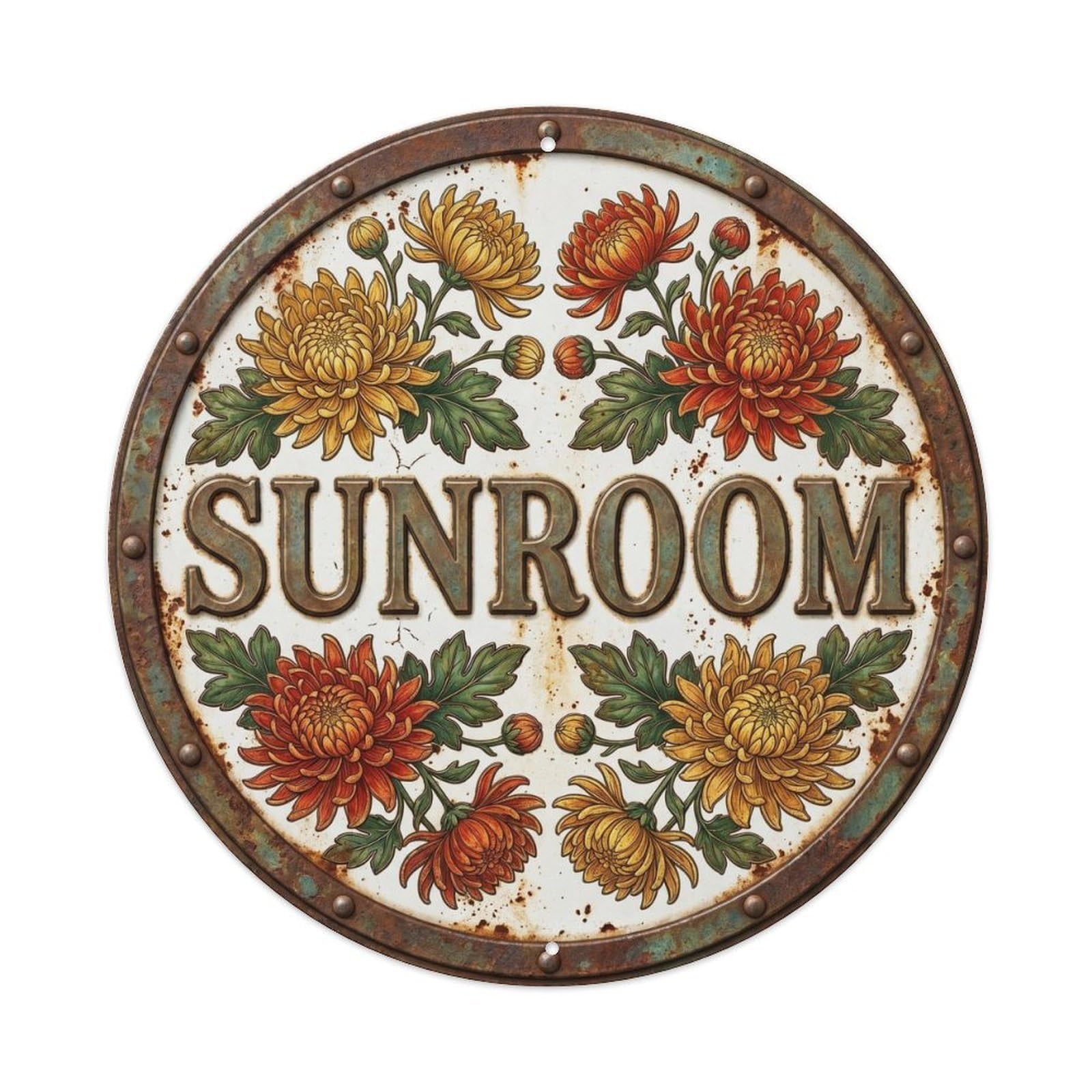 Chrysanthemum Sunroom Botanical Floral Room Label Metal Tin Sign