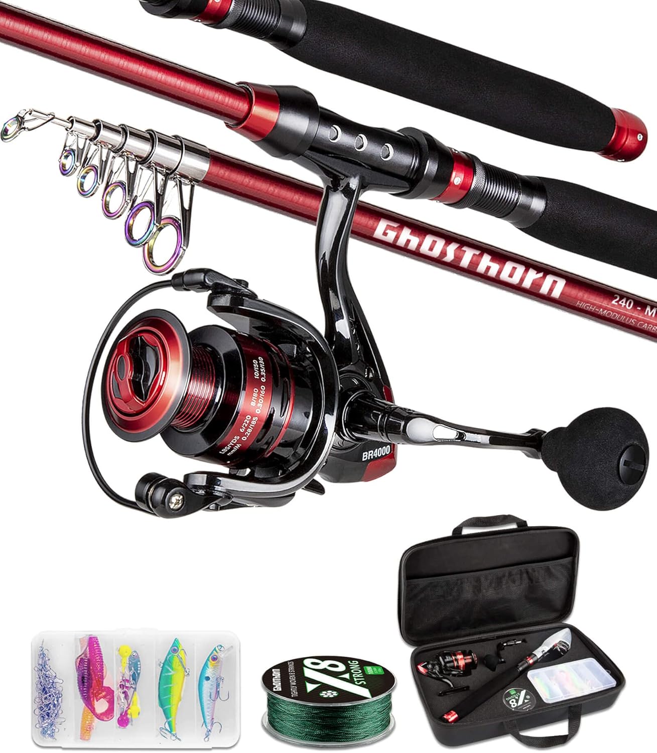 Ghosthorn Fishing Rod and Reel Combo, Telescopic Fishing