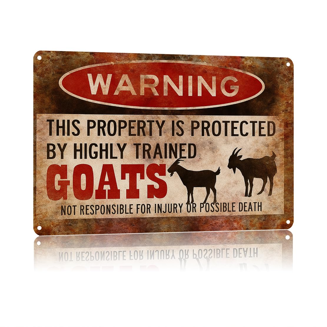 KWQDOZF Funny Metal Signs Posters Goat Warning Sign Wall Art for Yard Outdoor Lawn Garden Home Decor 8X12inch