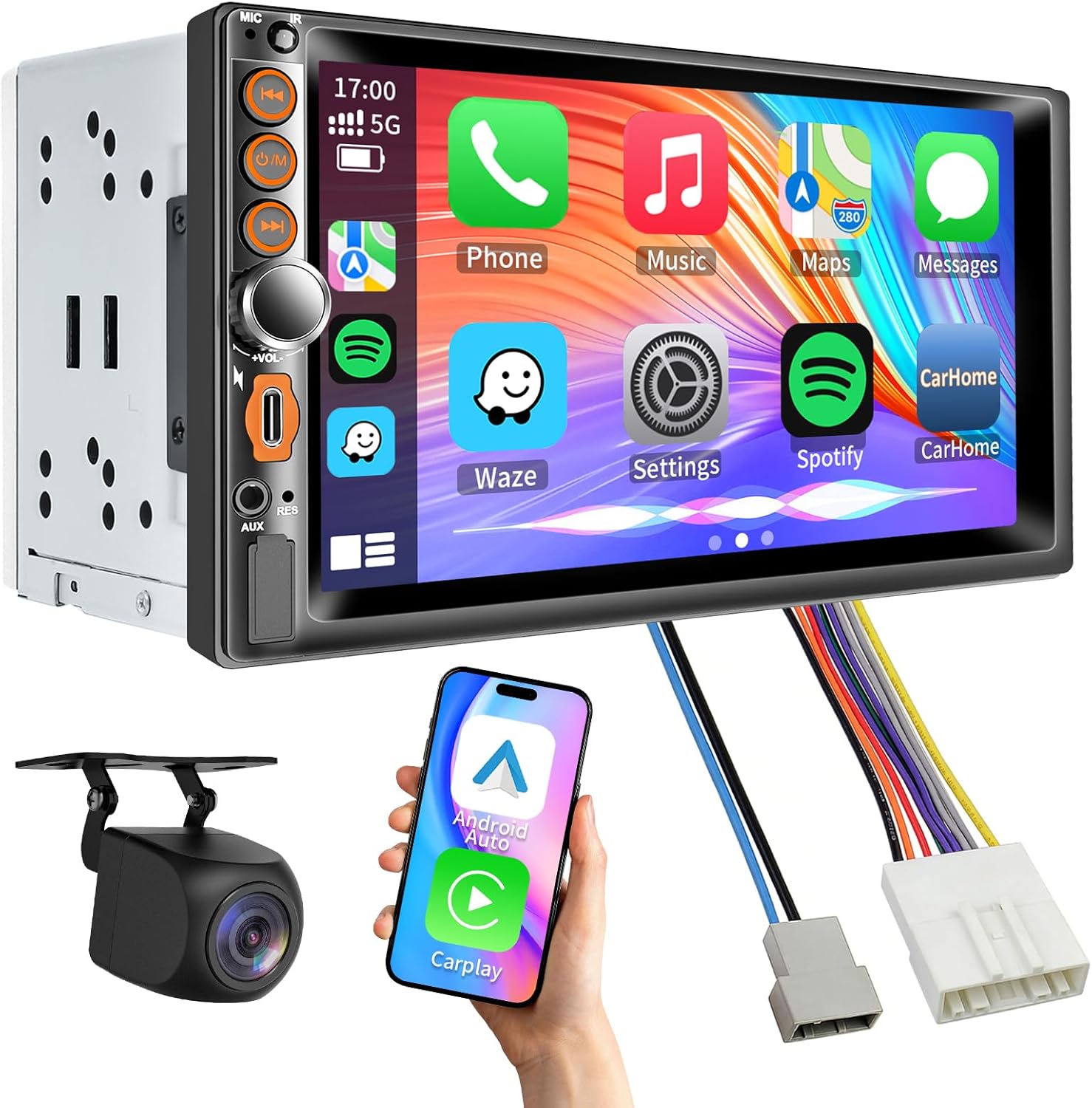 Plug & Play Carplay Car Radio Stereo for Nissan Rogue 2011-2013/Versa 2007-2013/Sentra 2007-2012/Frontier 1998-2008/Cube 2009-2014 w/Touchscreen/Android Auto/Touch Screen/Bluetooth/AM/FM/Backup Cam
