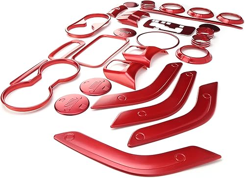 Miniatura 6 de Fydun Kit de decoración de 28 piezas de adornos interiores, cubierta de manija de puerta, moldura de volante para JK JKU 2 puertas 4 puertas