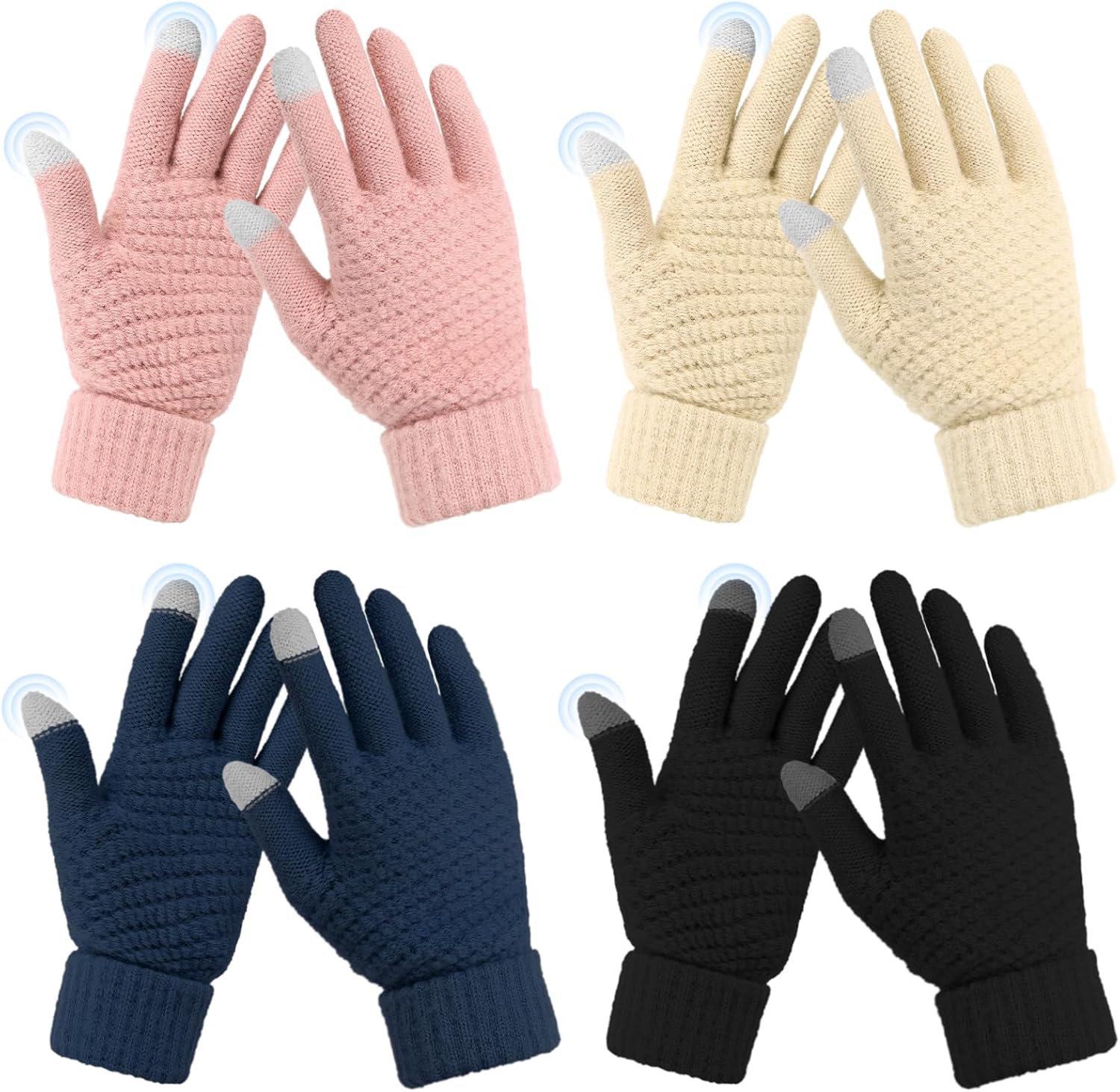 Omisy 4 Pairs Women Winter Gloves Touchscreen Cold Weather, Birthday Gifts for Adult Women Her Mom Wife