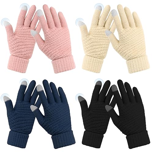 Omisy 4 Pairs Women Winter Gloves Touchscreen Cold Weather Mitten,