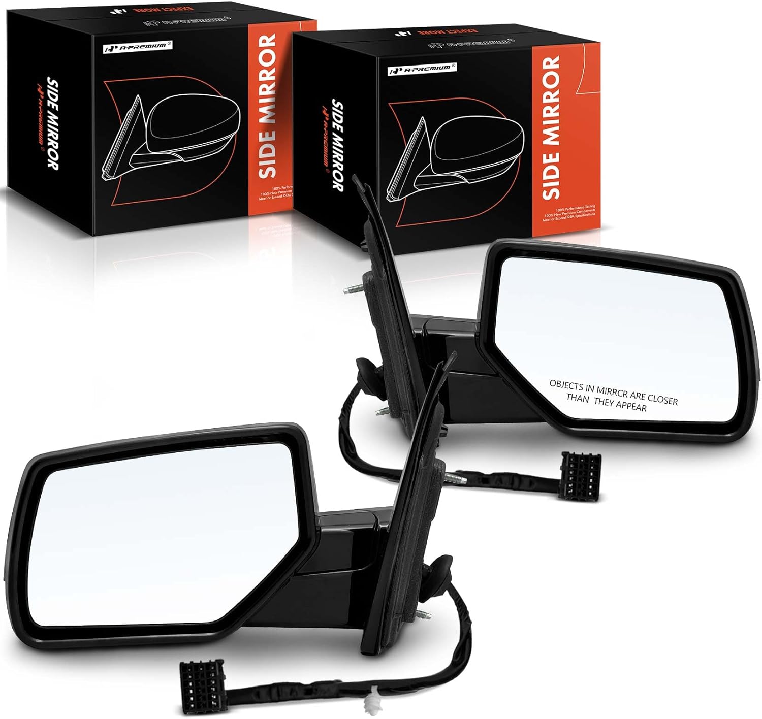 A-Premium Pcs 1 Driver and Passenger Side Power Door Mirror - Compatible with Chevrolet Tahoe/Suburban 2015-2020 & GMC Yukon, Yukon XL - Heated Manual Folding Chrome Outside Rear View Mirror