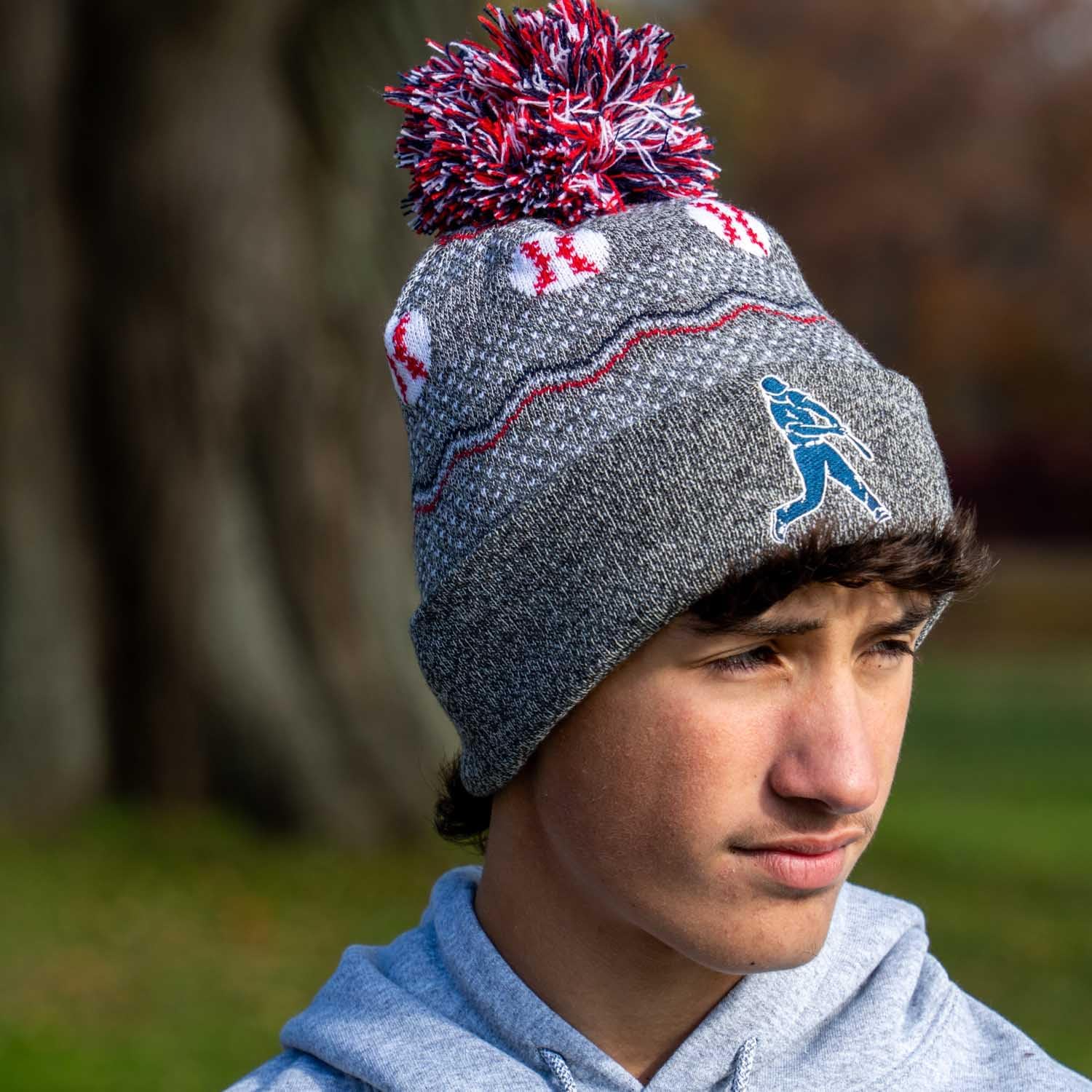 ChalkTalkSPORTS Baseball Knitted Beanie Hat | Baseball Pom Beanies - Image 3