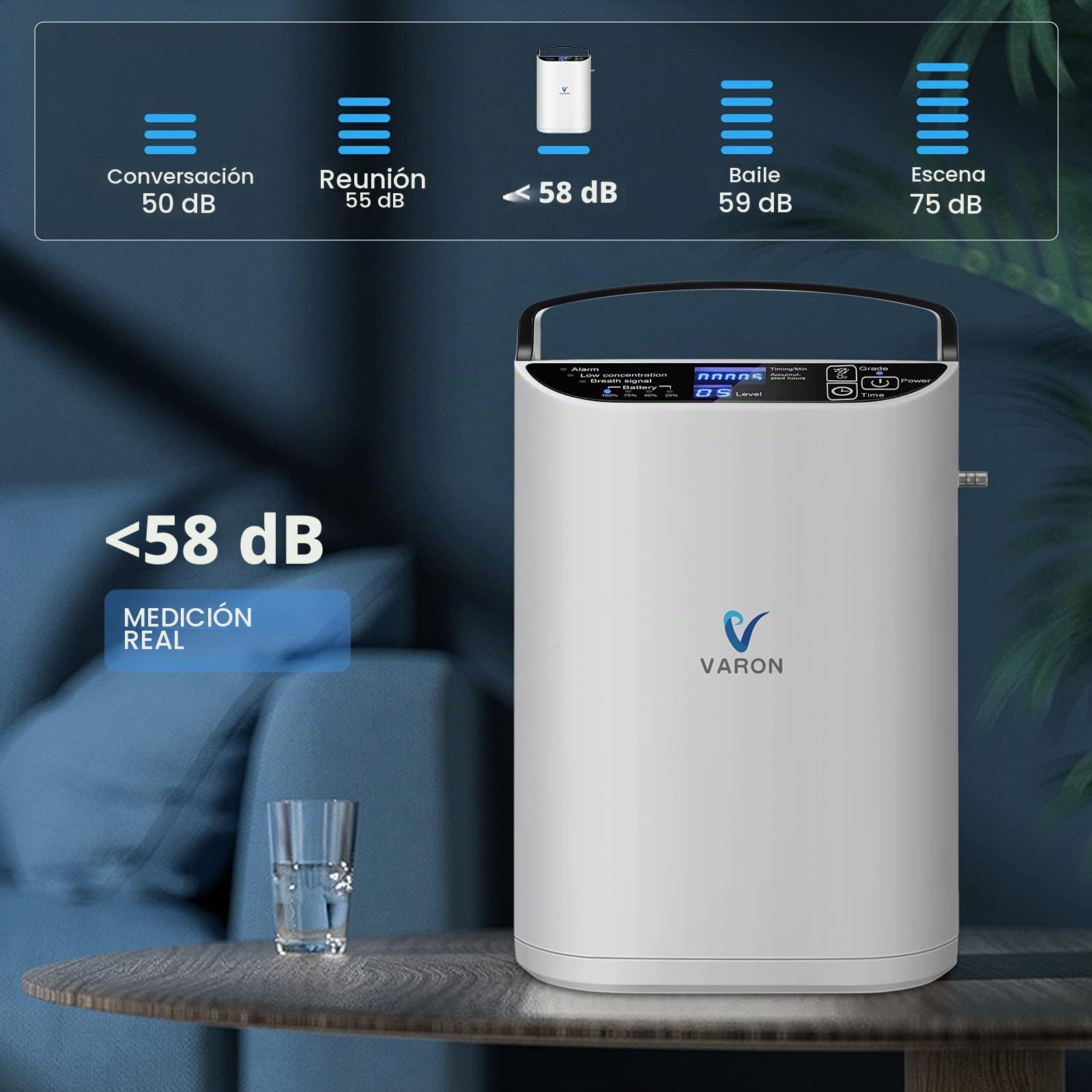 Concentrador Oxigeno Portatil con Bateria, 93%±3 Generador de Pulso de Oxígeno Uso Continuo Durante 2-3.5 horas Aparato de Oxigeno Portatil Fácil de Transportar para Viajes y uso Doméstico