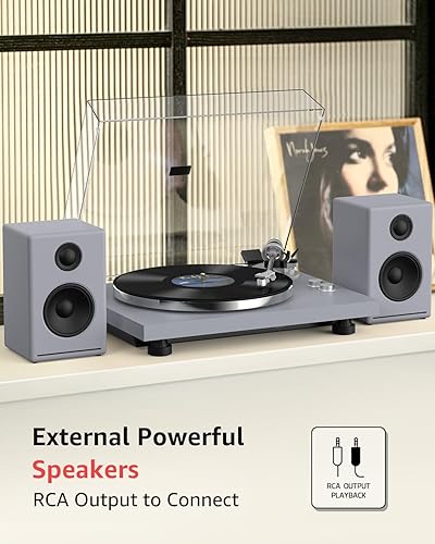 Miniatura 7 de Tocadiscos Salida inalámbrica de fibra de carbono Tonearm Reproductor de vinilo Plato de aluminio de accionamiento por correa LP Turntables 33 13 y