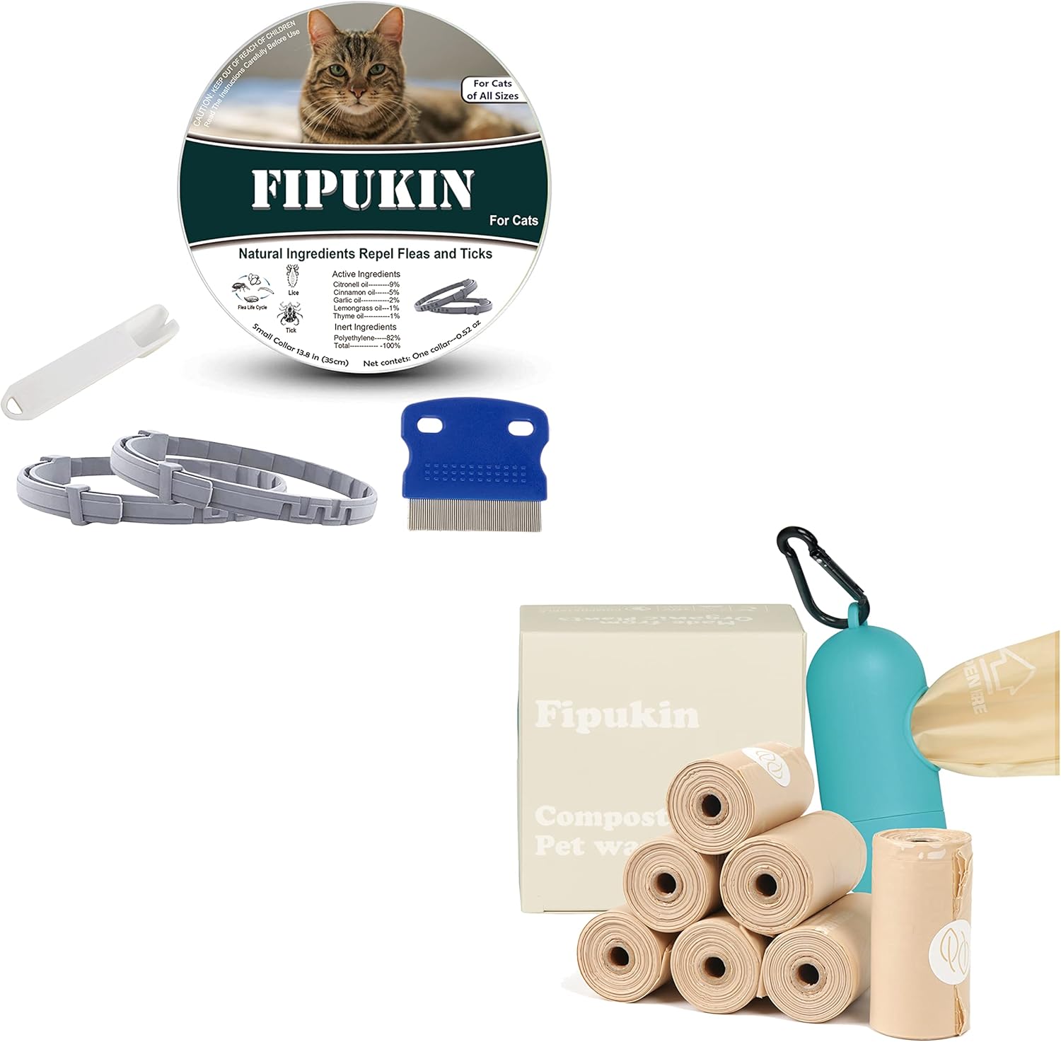 Fipukin Natural and Safe Flea Collars & PlantBased Poop