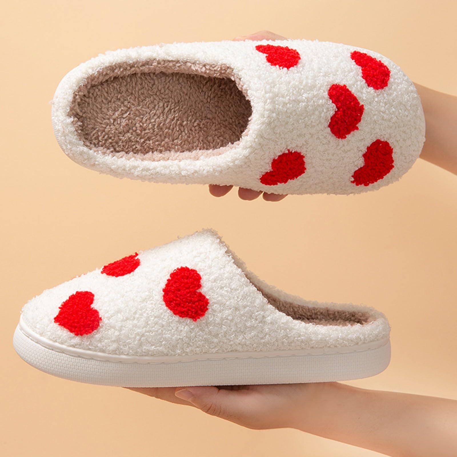 Generisch Pantuflas cálidas de invierno para mujer, ligeras, antideslizantes, de fieltro, estampadas, ligeras, antideslizantes, anchas, pantuflas de casa, de felpa, cálidas, para hombre y mujer