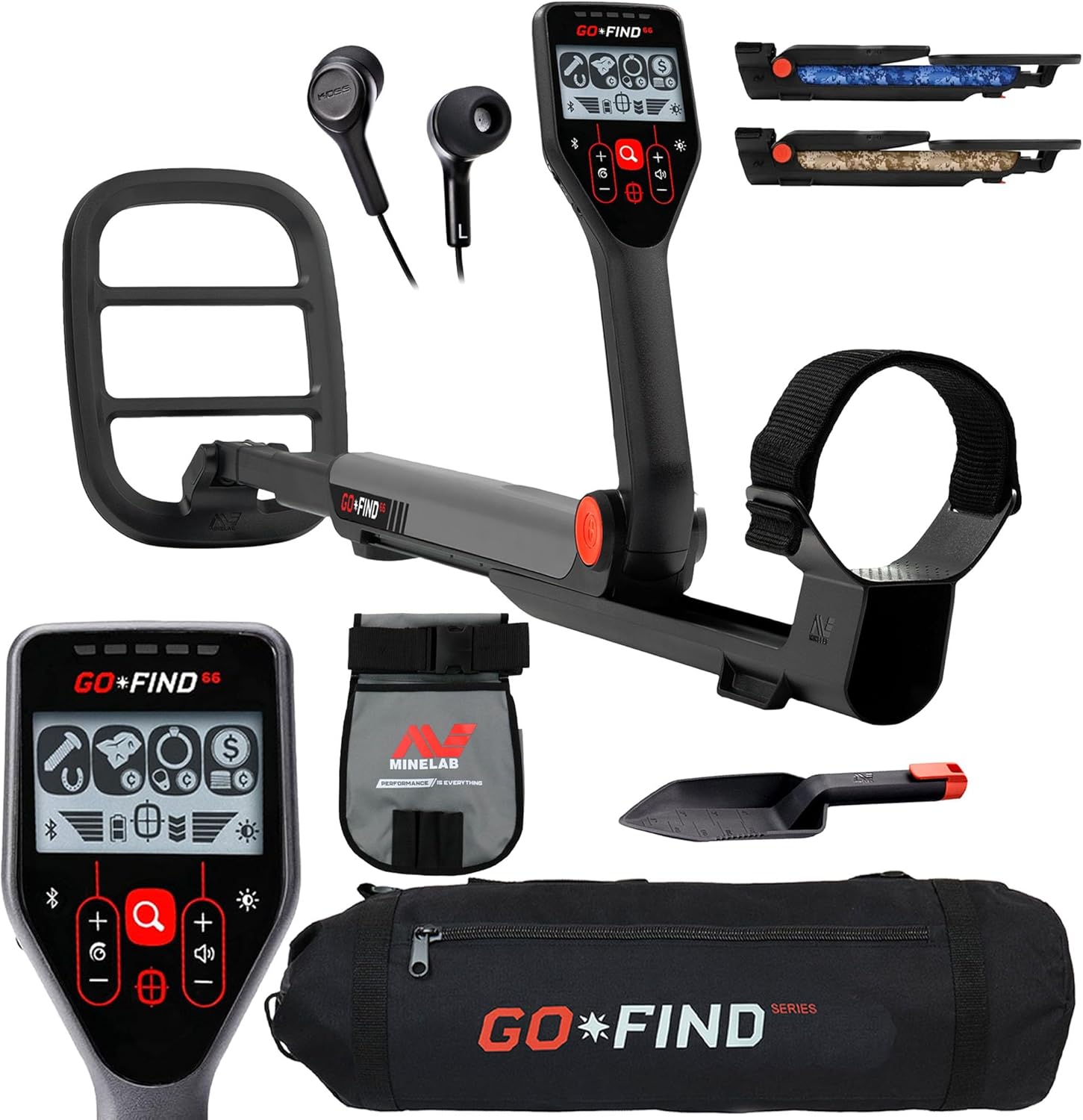Minelab GO FIND 66 Metal Detector with Black Transport Carry Bag and Finds Pouch