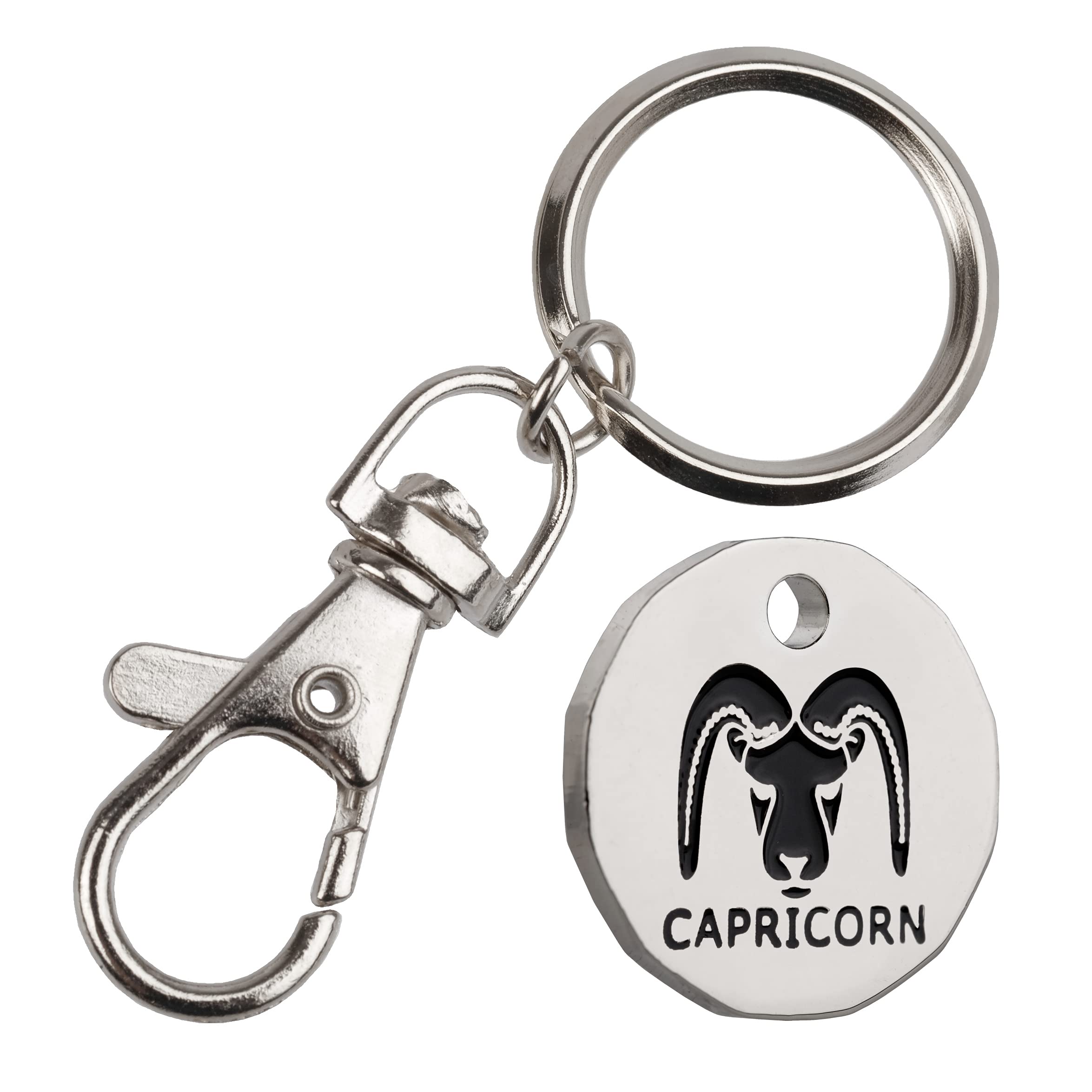 Harts New 12 sided Shape Zodiac £1 coin Trolley Tokens Keyrings Supermarket Locker 1 (Capricorn)