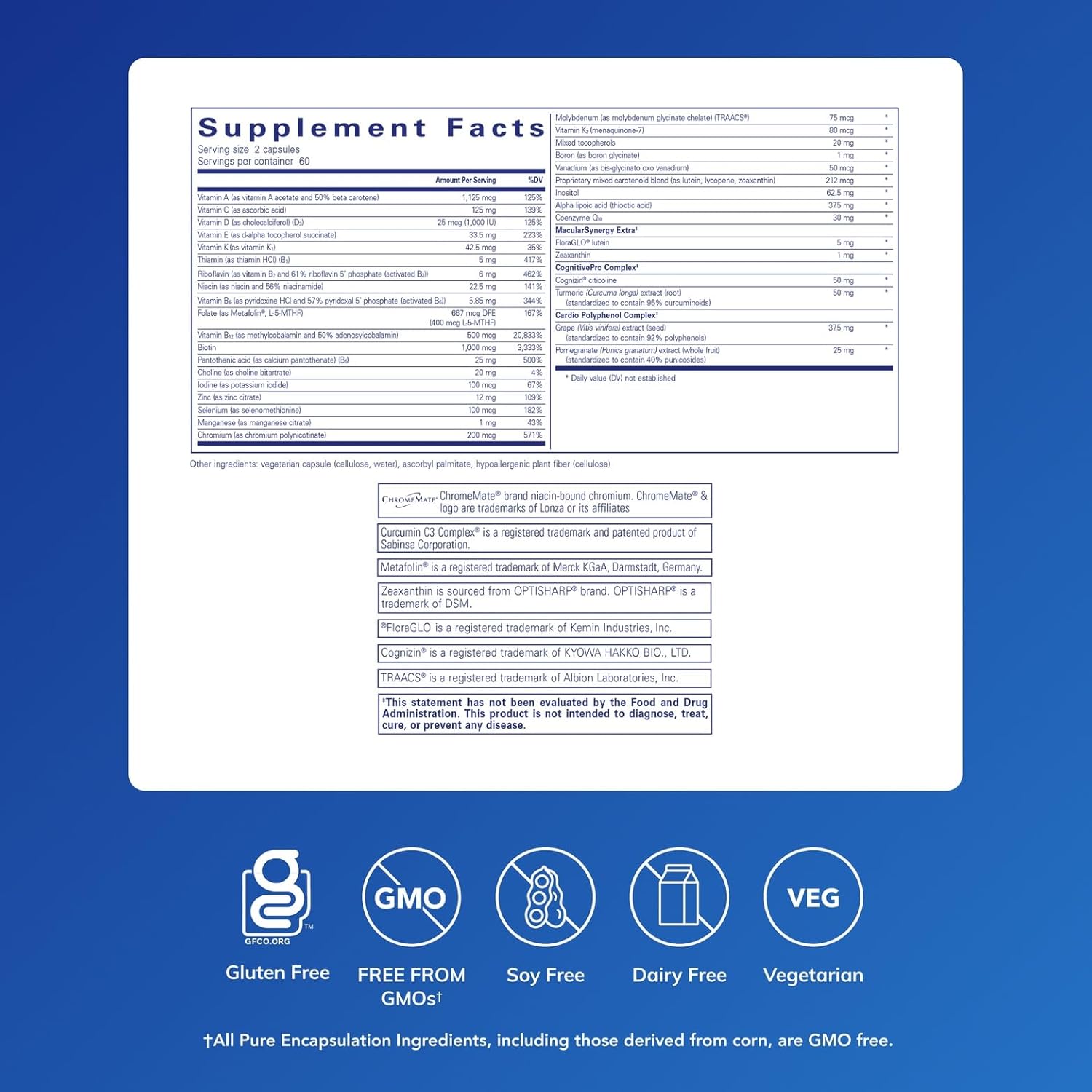Pure Encapsulations Longevity Nutrients | Multivitamin/Mineral Complex to Support Healthy Aging, Brain Function, Eyes, Bones, and Vascular Health* | 120 Capsules - Image 2
