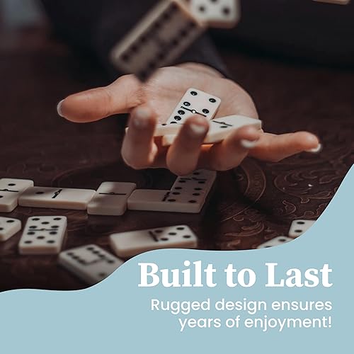 Vista 4 de Kicko Domino Set - 28 Pieces Double Six Classic Dominoes in Durable Wooden Brown Box - Fun Mini Board Game for 2-4 Players - Ideal for Boys, Girls