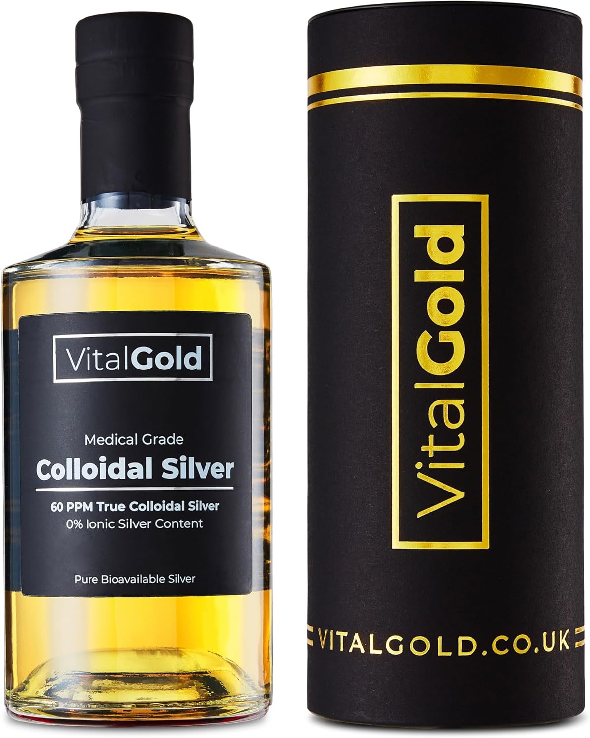 True Colloidal Silver 60 PPM - Free from Ionic Silver - 500ml Glass Bottle