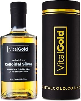True Colloidal Silver 60 PPM - Free from Ionic Silver - 500ml Glass Bottle