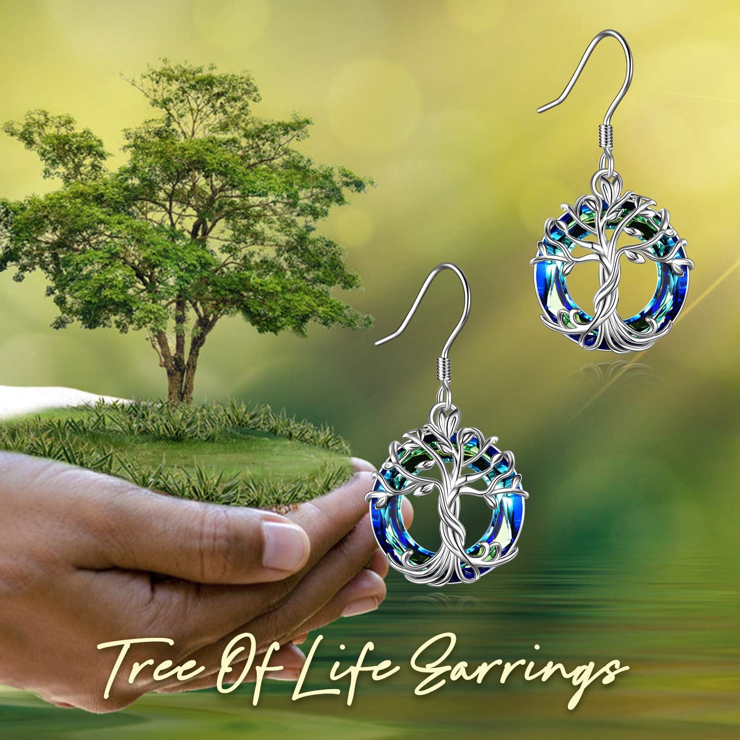 TOUPOP Tree of Life Earrings 925 Sterling Silver Family Tree Dangle Drop Earrings Crystal Jewelry Birthday Christmas Gifts for Women Her - Image 5