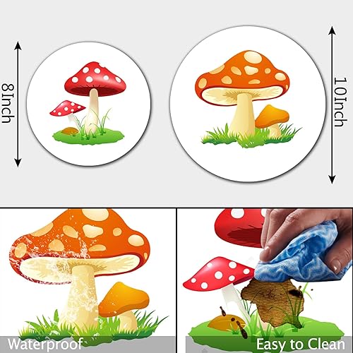 Miniatura 2 de Juego de 4 fundas para quemador de hongos mágicos estilo nórdico, estilo rústico, para verduras, redondas, patrón de plantas verdes, estufa