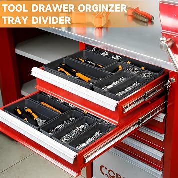 Tool Box Organizer Tray, 60 PCS & 5 Sizes, Black