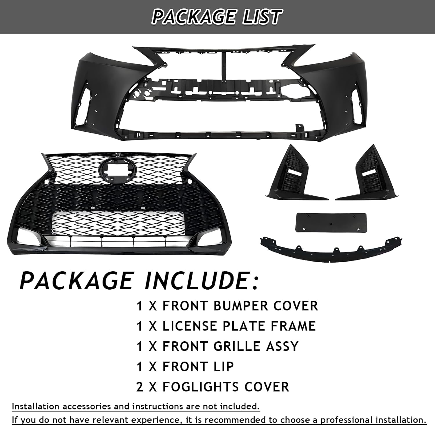 Modified Front Bumper Body Kit Fit for 2006-2012 Toyota Lexus IS250 IS350 Front Bumper Grille Kit Conversion To 2021+ F-Sport Style