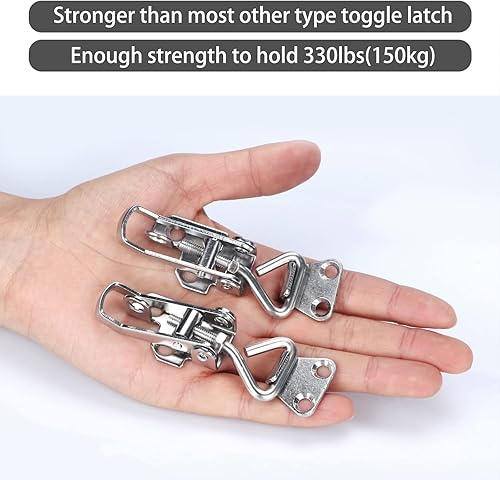 Miniatura 5 de Marinebaby Abrazadera de cierre de palanca de acero inoxidable con bisagra de gabinete de 2 piezas, abrazadera bloqueable, pestillo anti traqueteo