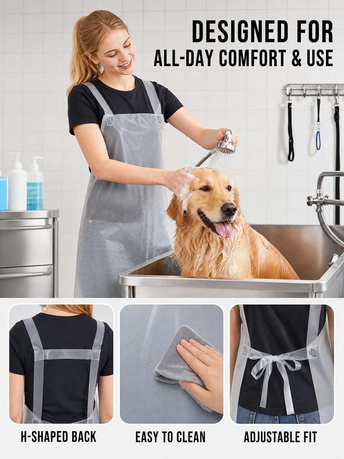 Molaxhome TPU Waterproof Apron Lightweight Oil-resistant Chef Apron | Acid-Alkali Resistant,Full Coverage Design,Unisex,for Kitchen,Dishwashing,Cleaning,Butcher