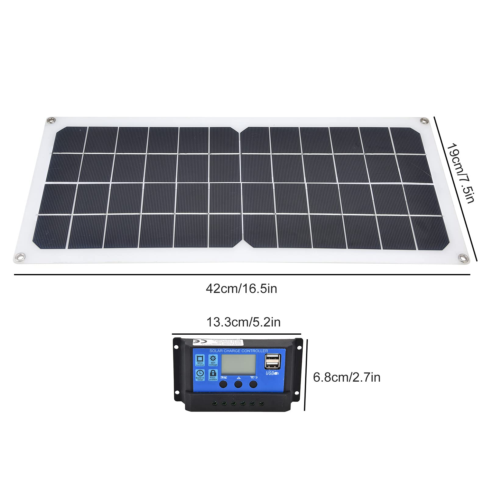 Kit pannello solare Mtlavishness da 10 W con porte USB femmina controller 60 A per, barche, aerei, satelliti