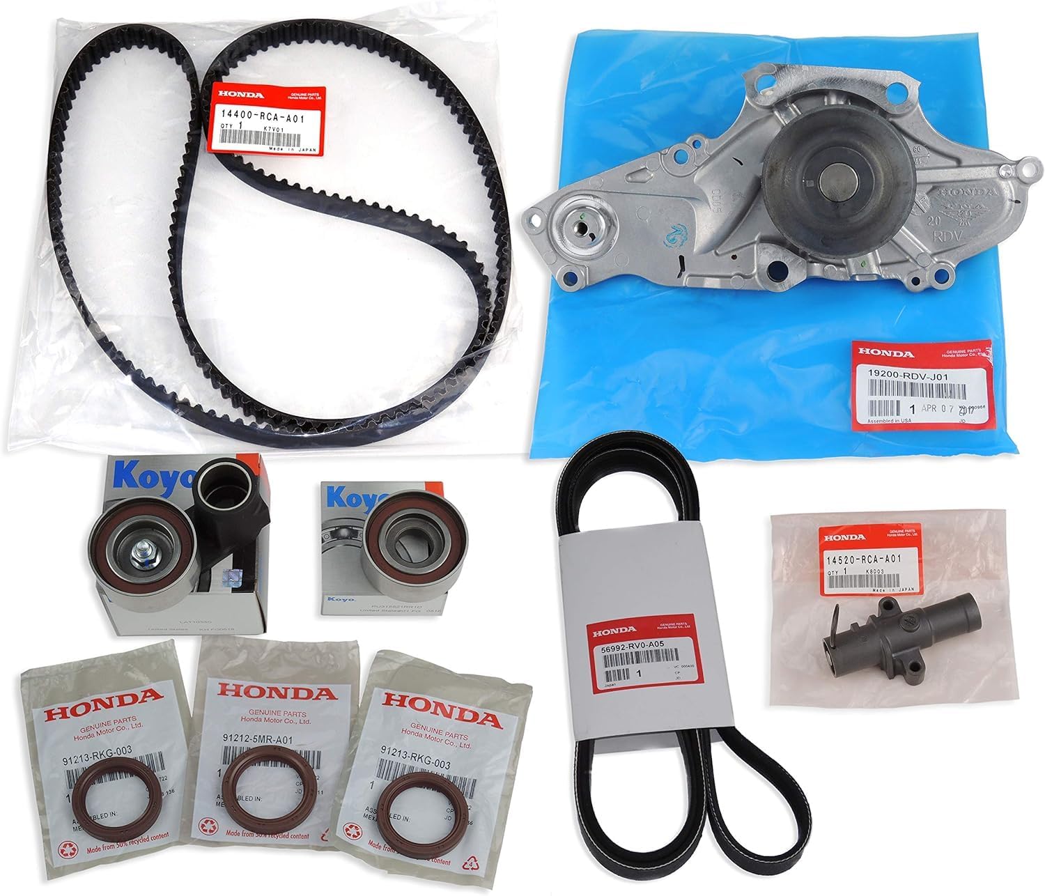 APSG TIMING BELT KIT with Water Pump, Tensioner, Idler Pulley, Seals | Compatible with TL, MDX, RL, ACCORD, ODYSSEY, RIDGLINE, PILOT ZDX V6 | Complete GENUINE OEM Kit
