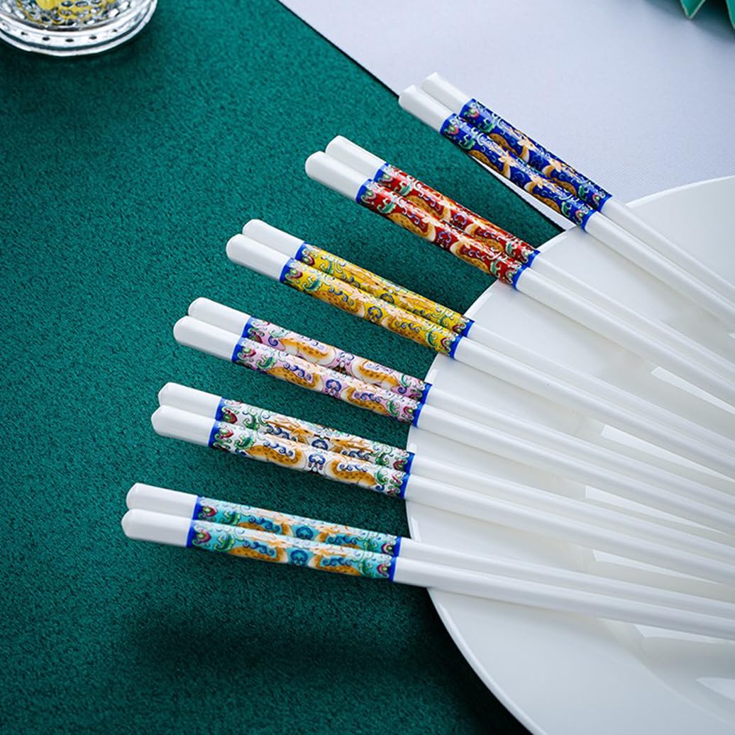Coffret cadeau de baguettes en porcelaine chinoise, coffret cadeau de baguettes réutilisables lavables au lave-vaisselle avec étui, baguettes en céramique osseuse de haute qualité avec boîte déli