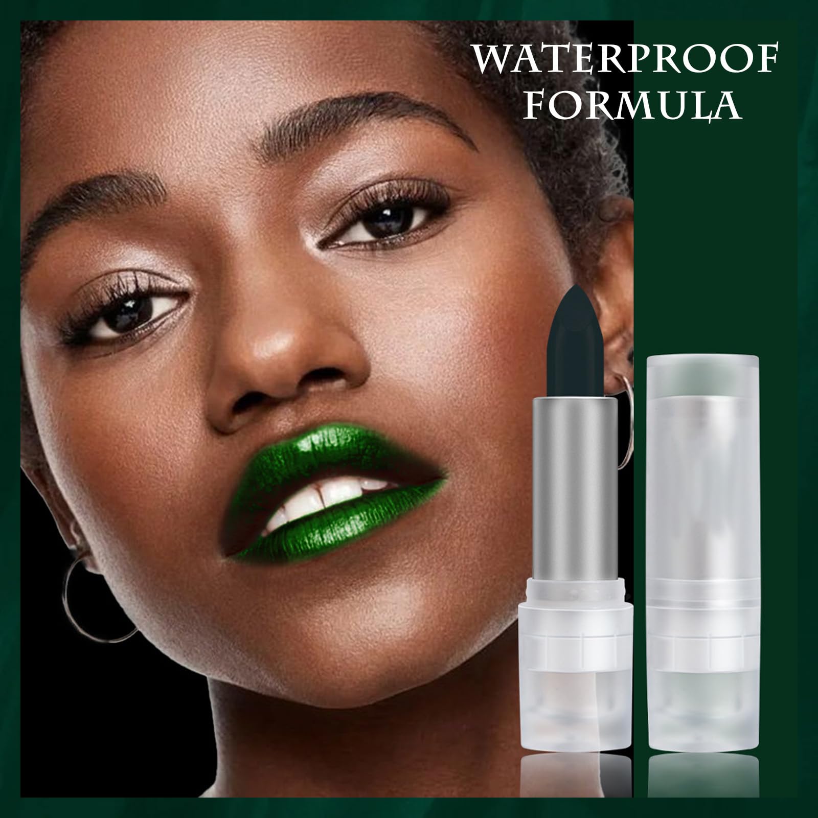 Green Stain Lipstick, Green Matte Lipstick for Cosplay St. Patrick's Day Makeup, Waterproof, Long Lasting, 3.5 GM - Image 3