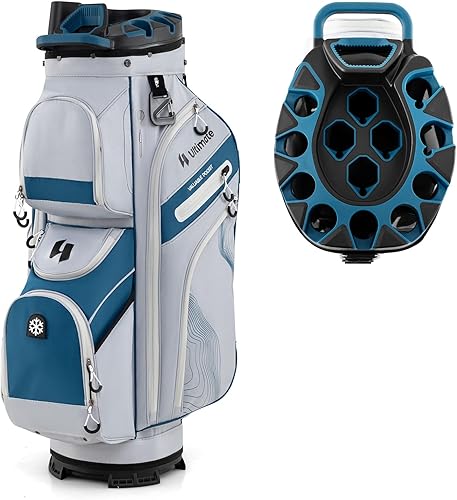Vista 15 de ULTIMATE Bolsa de carrito de golf de 14 vías, bolsa de golf con bloqueo superior moldeado y separadores de longitud completa, bolsa de golf portátil