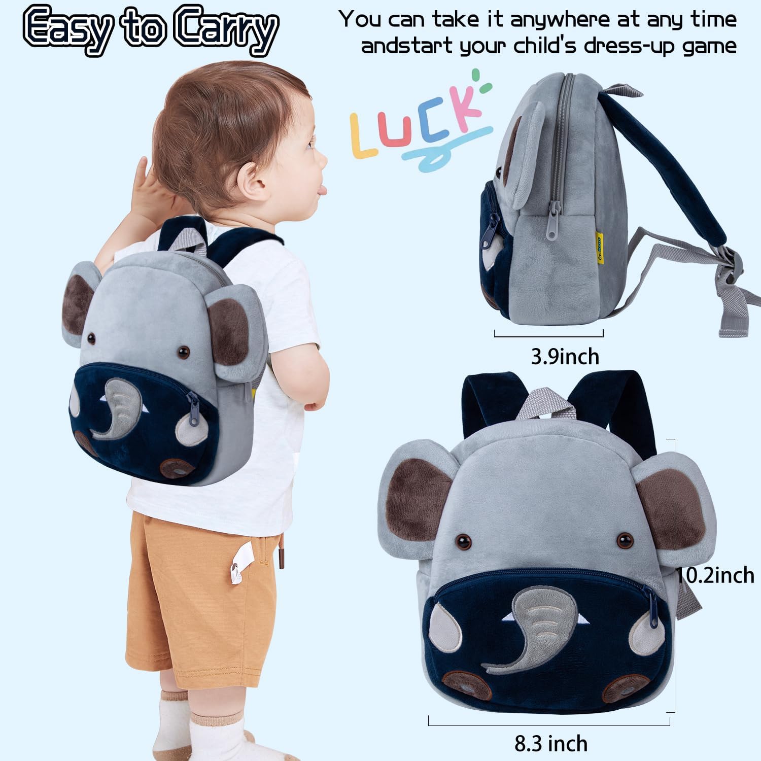 12Pcs Baby Doll Accessories 17-22 Inch Boy Reborn Doll Clothes with Diapers Backpack Bag Blue Elephant Outfits Newborn Baby Dolls Clothing
