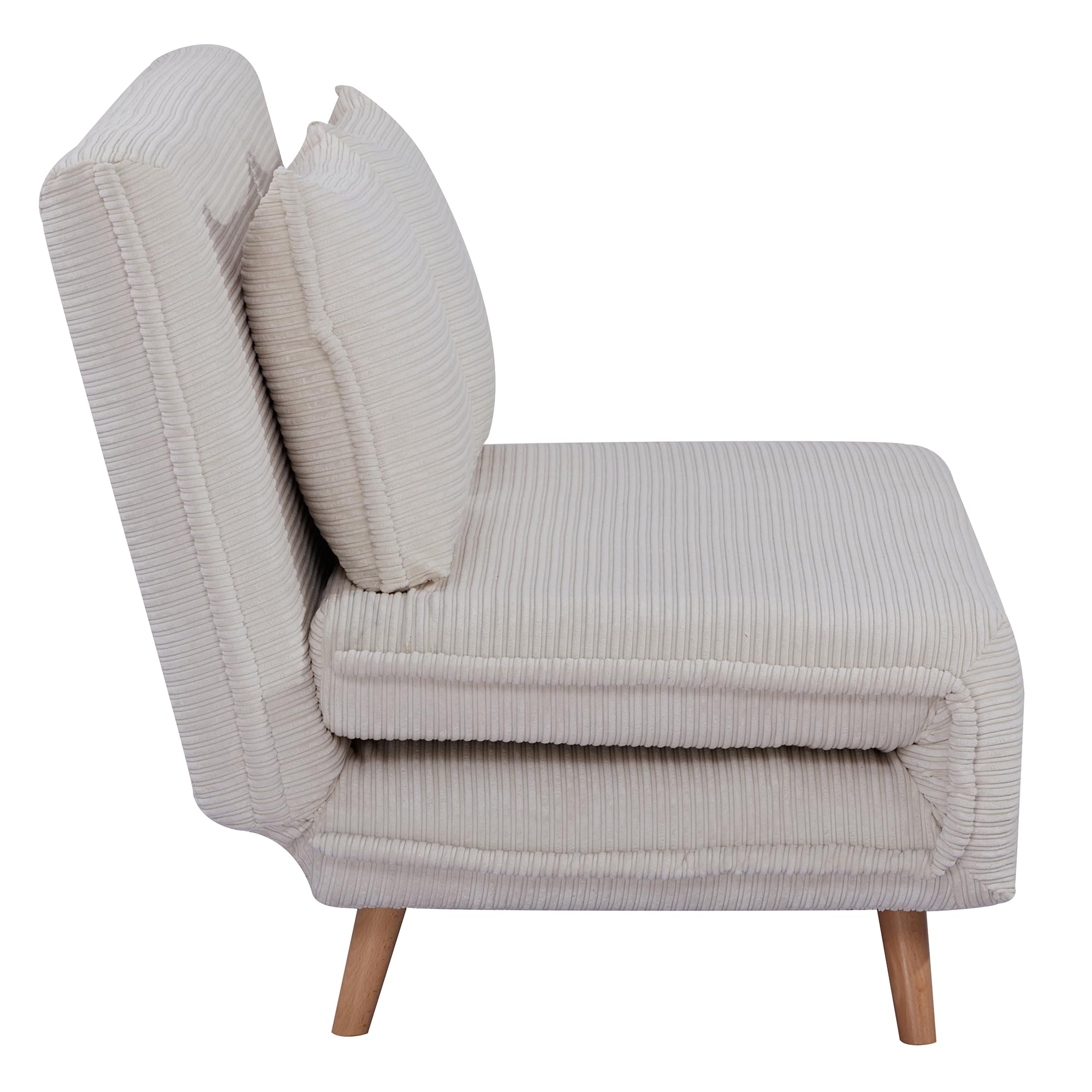 EVERGREENWEB Divano Letto Trasformabile in Letto Matrimoniale 160x190 con Materasso e Coppia Cuscini Imbottiti, Divanetto Clic Clac con Schienale Regolabile 3 Posti con Gambe in Legno, Bianco | VELVET